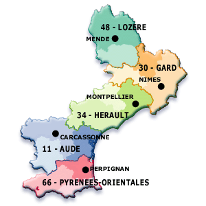 carte languedoc roussillon departement prefecture
